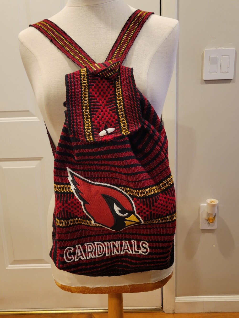 🔴EUC~ NFL AZ Cardinals Red and Black Woven Drawstring Backpack